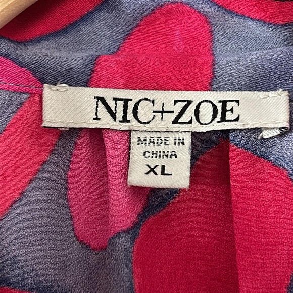 Nic + Zoe Happy Splash Floral Print Top Pink Red Purple XL with MEASUREMENTS! - Picture 2 of 15